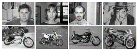 Distinguishing Between Faces and Motorcycles Visual Classification Task